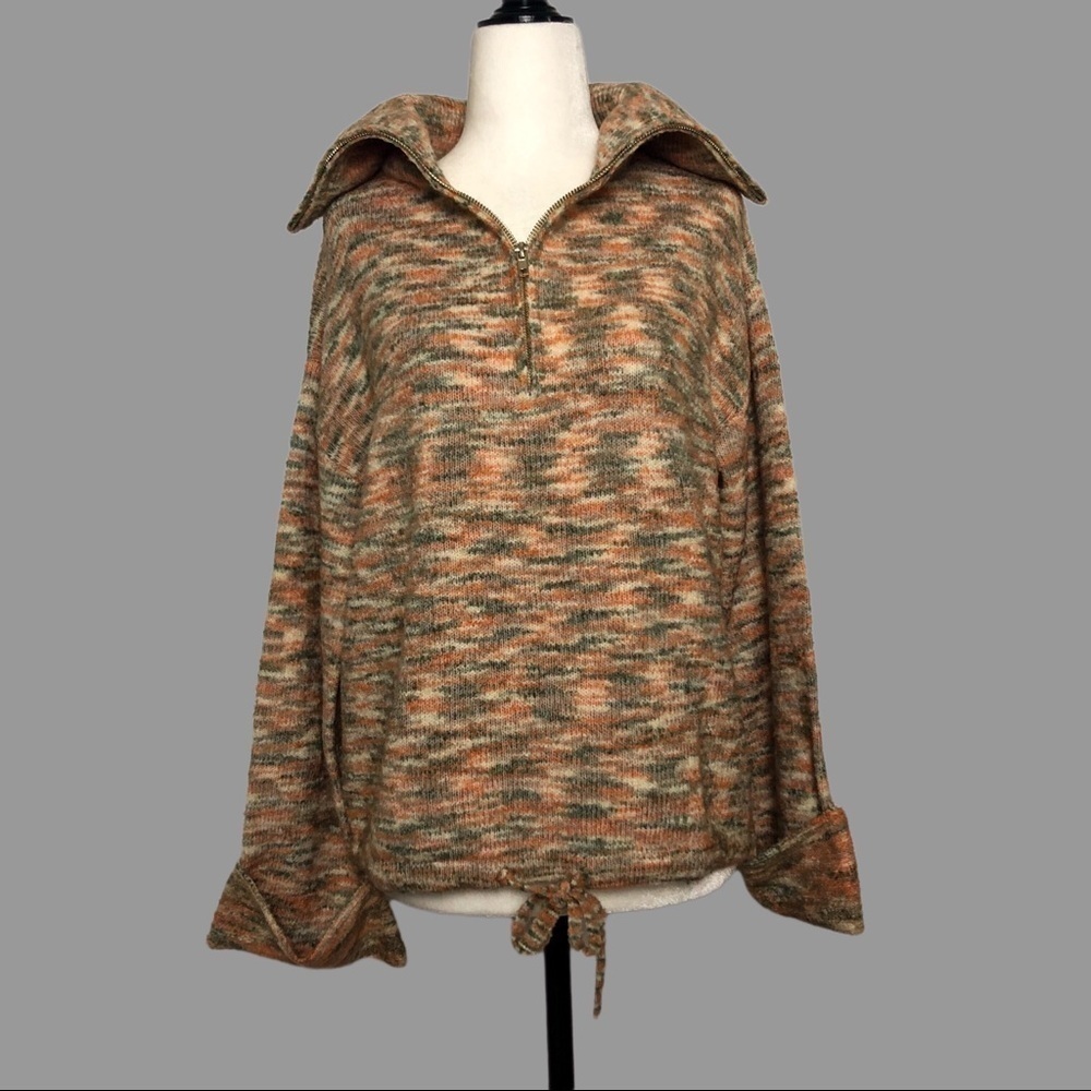 💛 XS 💛 NWT Anthro Sweater Drawstring Waist Zipper Knit​